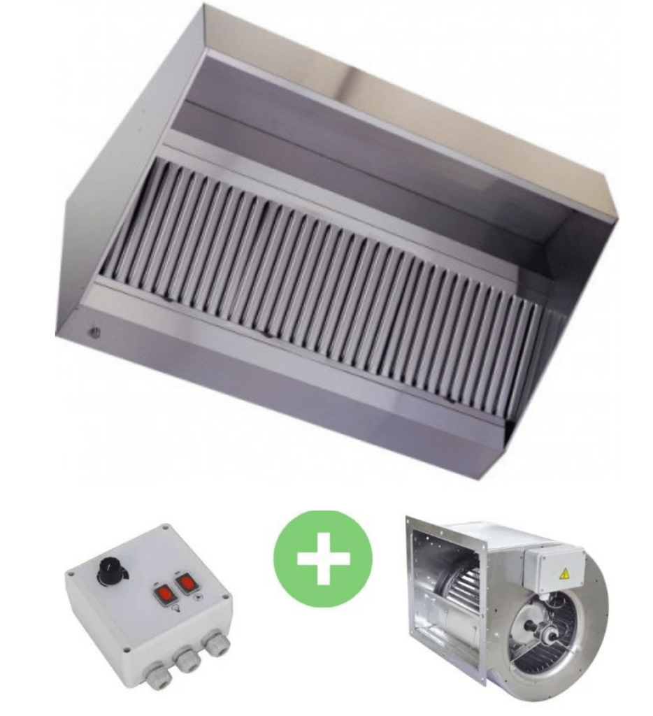 Pack Hotte inox Trapèze 1000×900 + Moteur 7/7 + variateur 6A
