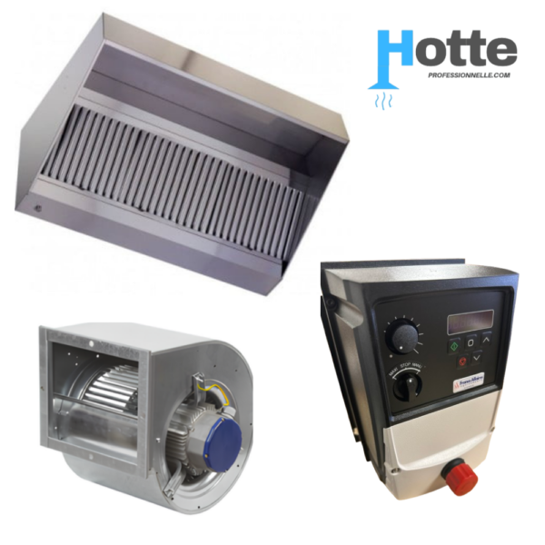 Pack Hotte Inox Professionnelle Motorisé avec Variateur - Cuisine Pro