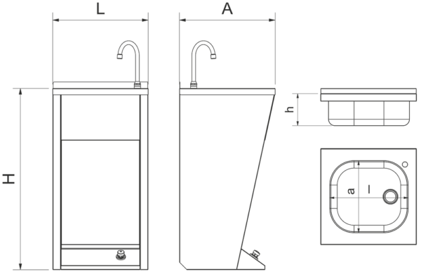 Lave-Mains Sur Pied Fixe - Inox